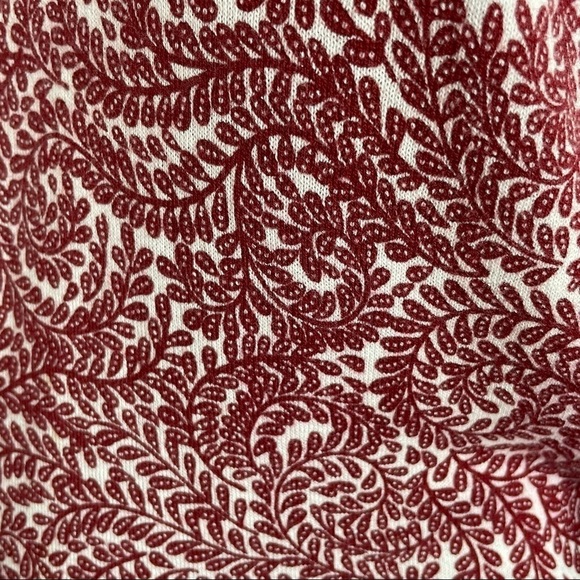Loft Cotton Sweater Fern Print Crewneck Button Back Burgundy/Cream Size Small - Picture 8 of 12